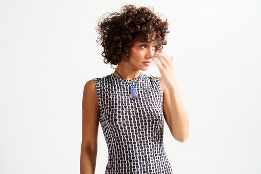 Grace Glittery Patterned Jersey Short Dress