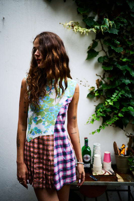 Rave Review Avril Patchwork Cotton Mini Dress