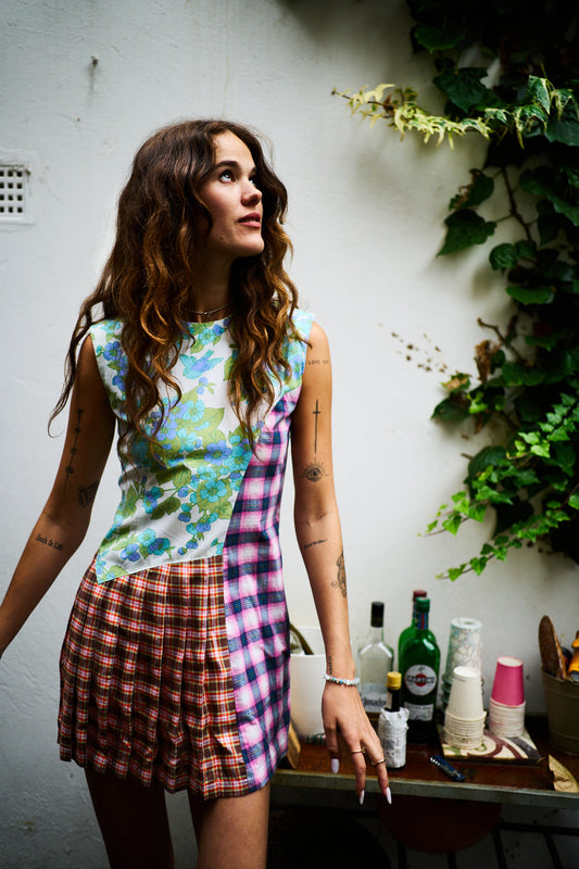 Rave Review Avril Patchwork Cotton Mini Dress