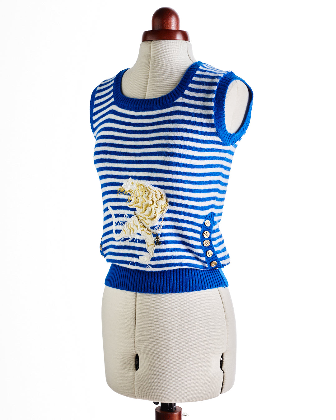 Blue and White Striped Roberto Cavalli Vest