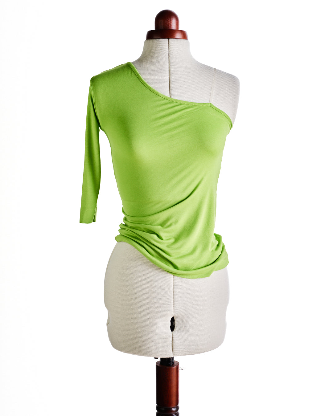 Unsigned One-Shoulder Green Long-Sleeve Top