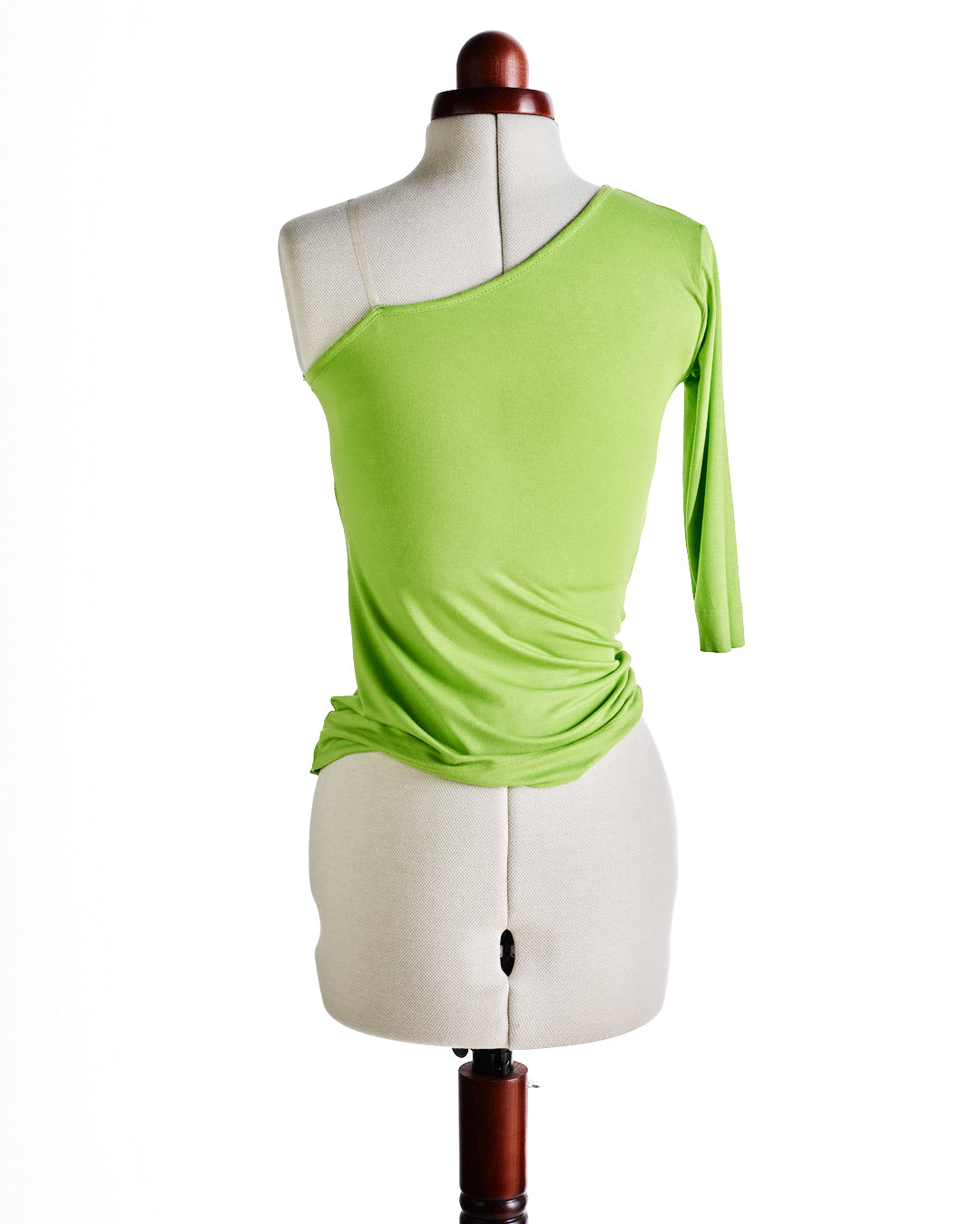 Unsigned One-Shoulder Green Long-Sleeve Top