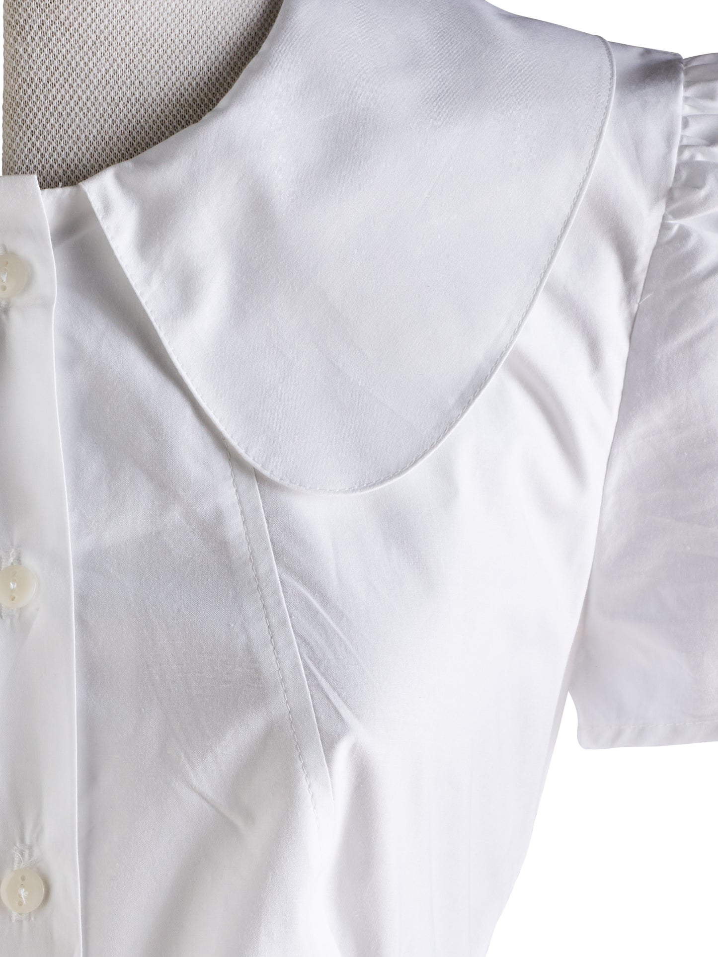 Marie White Cotton Dress with Col Claudine Collar
