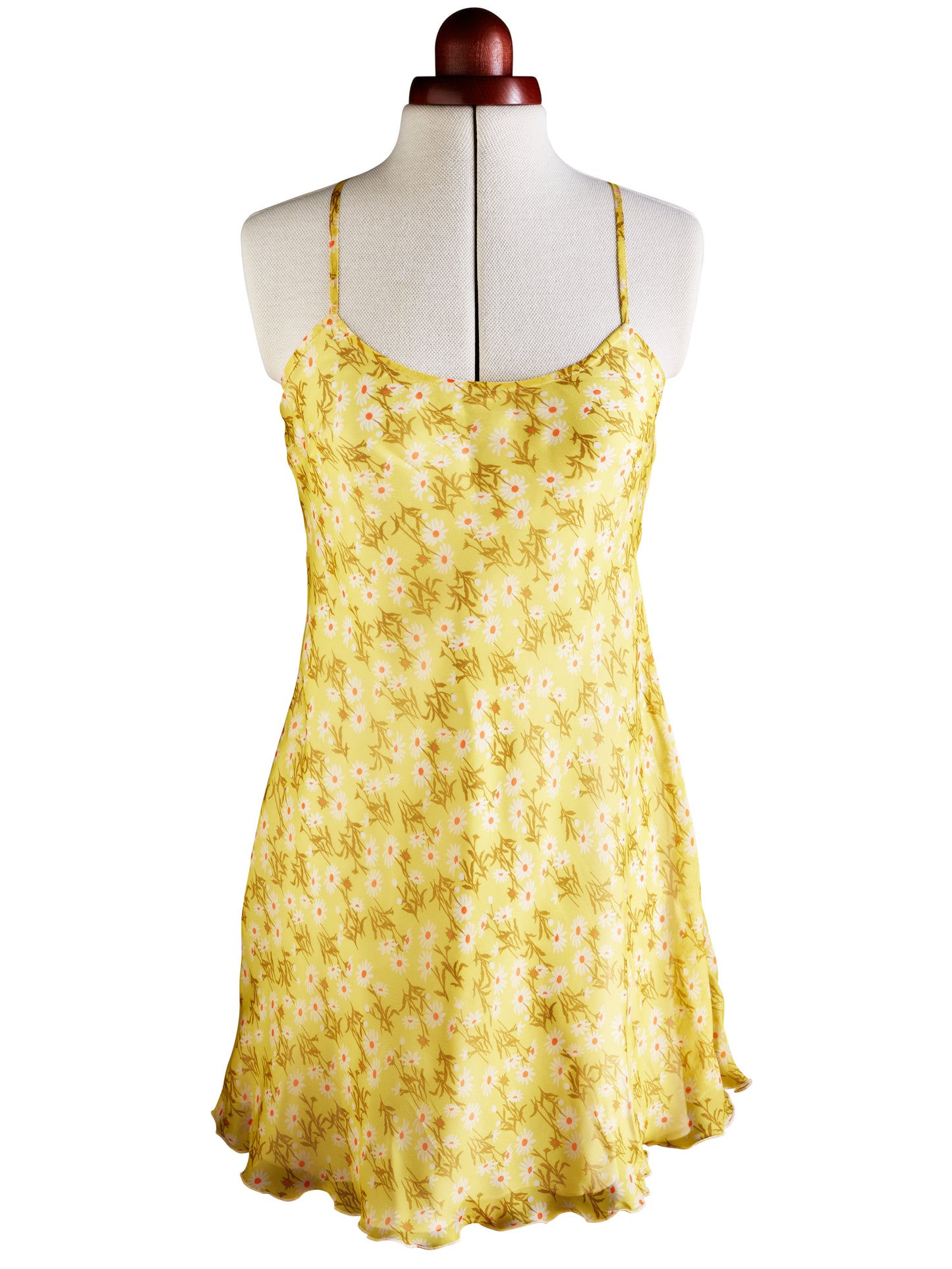 Lena Yellow Flowers Babydoll Muslin Silk Dress
