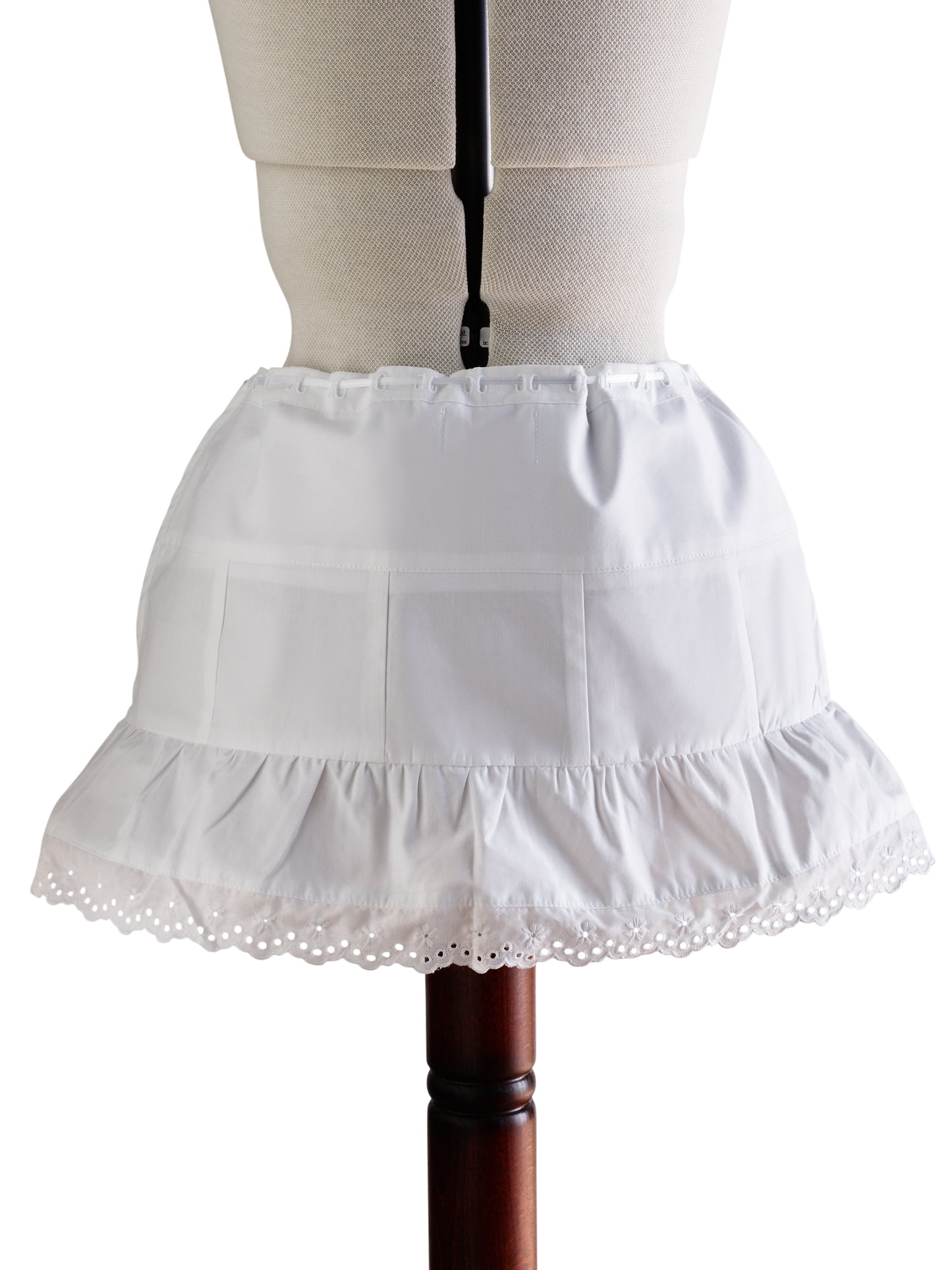 Mimi Cotton White Skirt with Embroidered Lace and Links