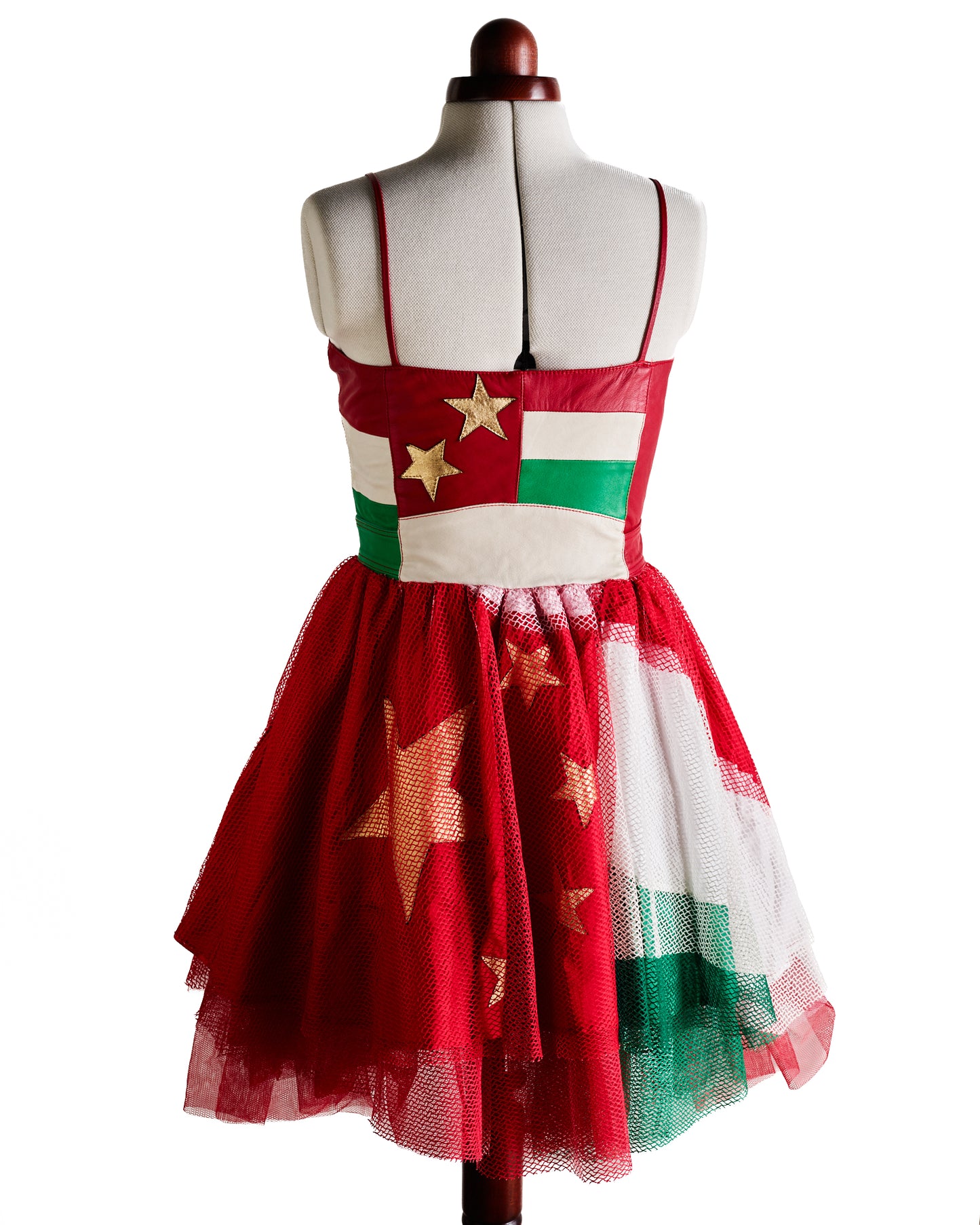 Diesel Leather Tulle Red Dress