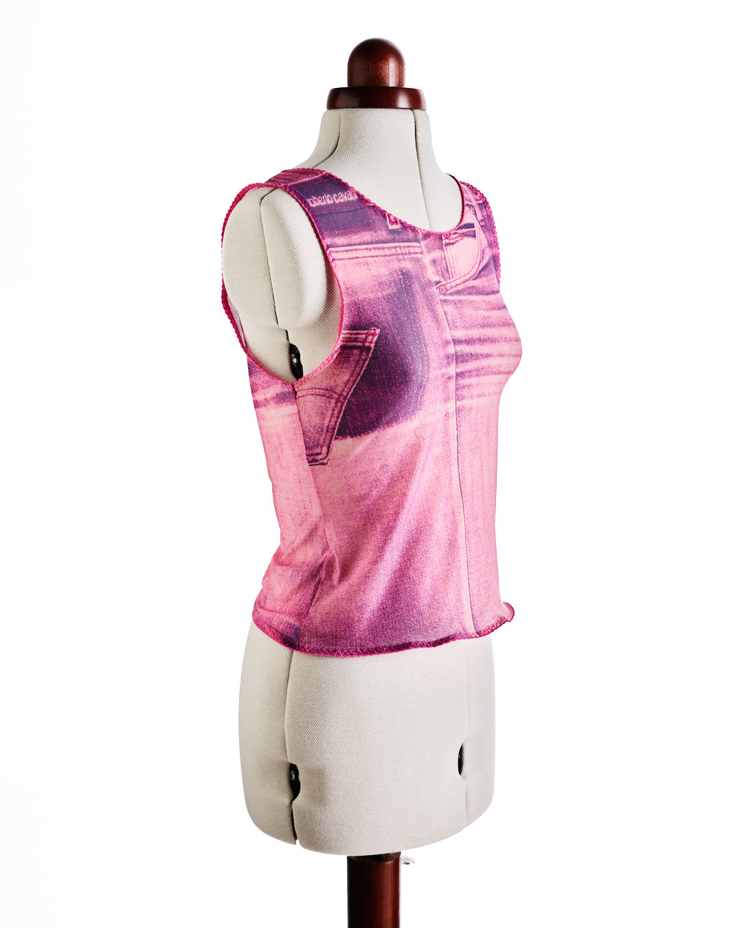 Roberto Cavalli Pink Denim Printed Top