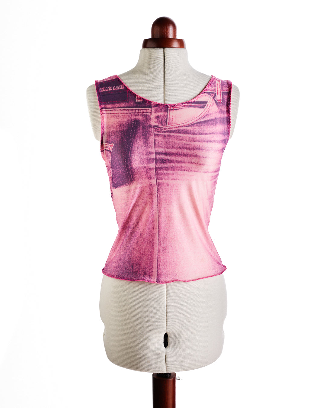 Roberto Cavalli Pink Denim Printed Top