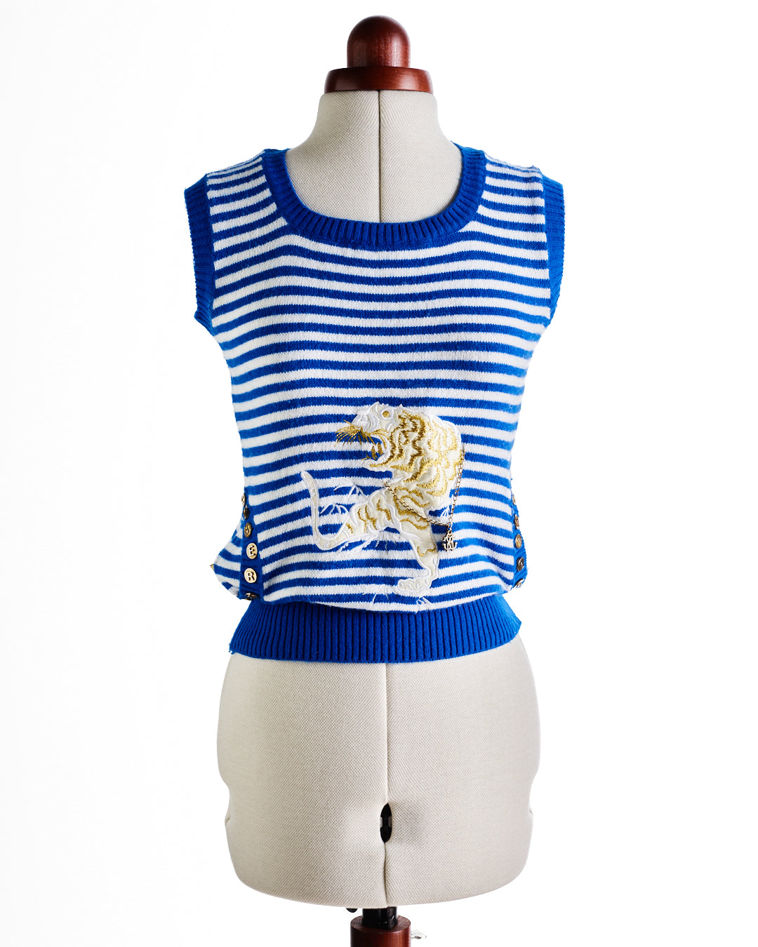 Blue and White Striped Roberto Cavalli Vest