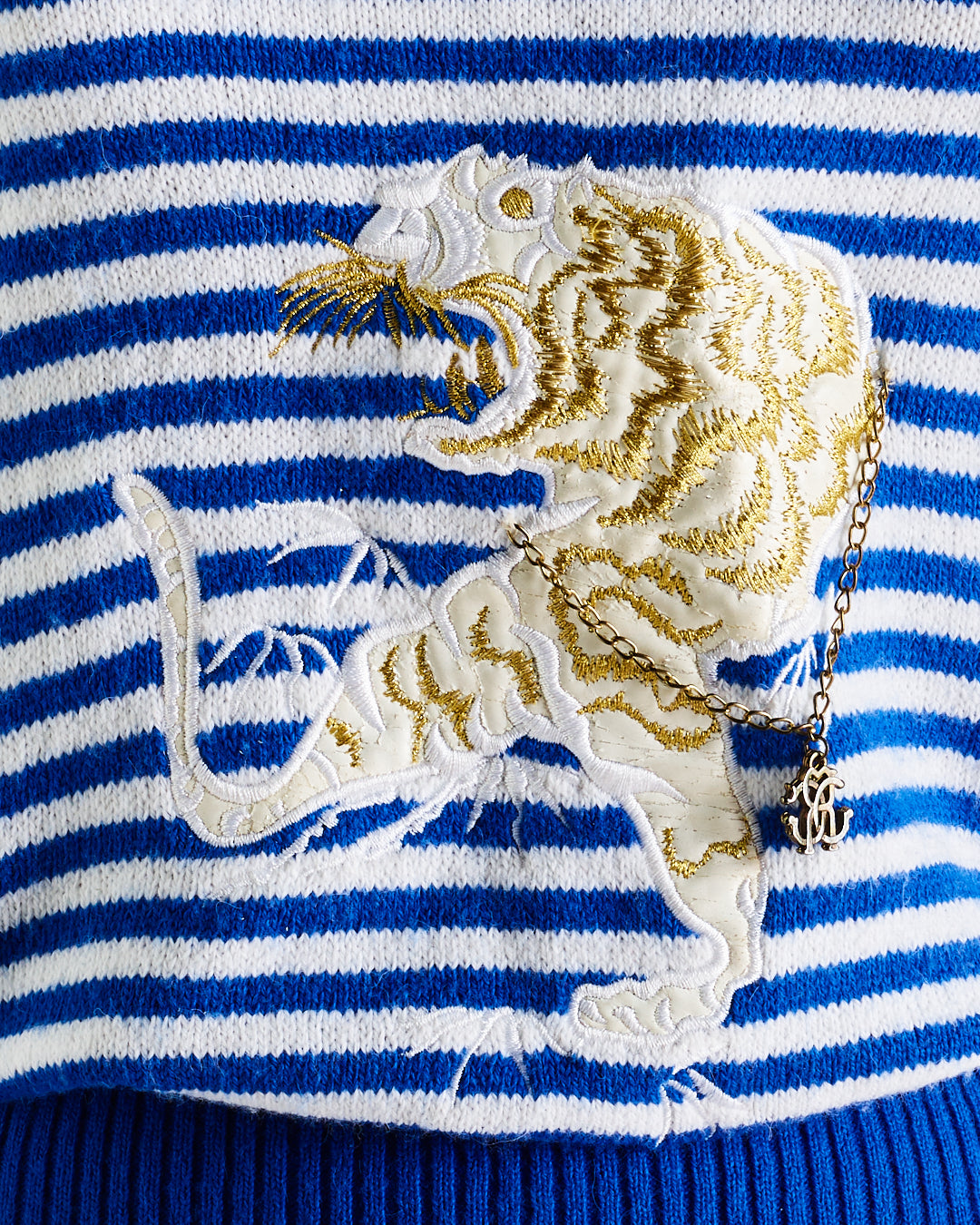 Blue and White Striped Roberto Cavalli Vest