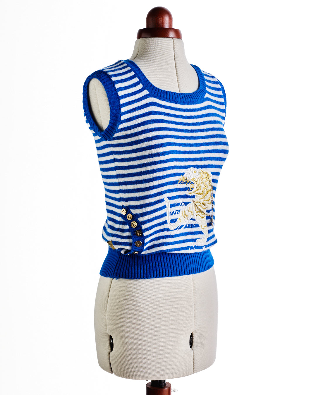 Blue and White Striped Roberto Cavalli Vest