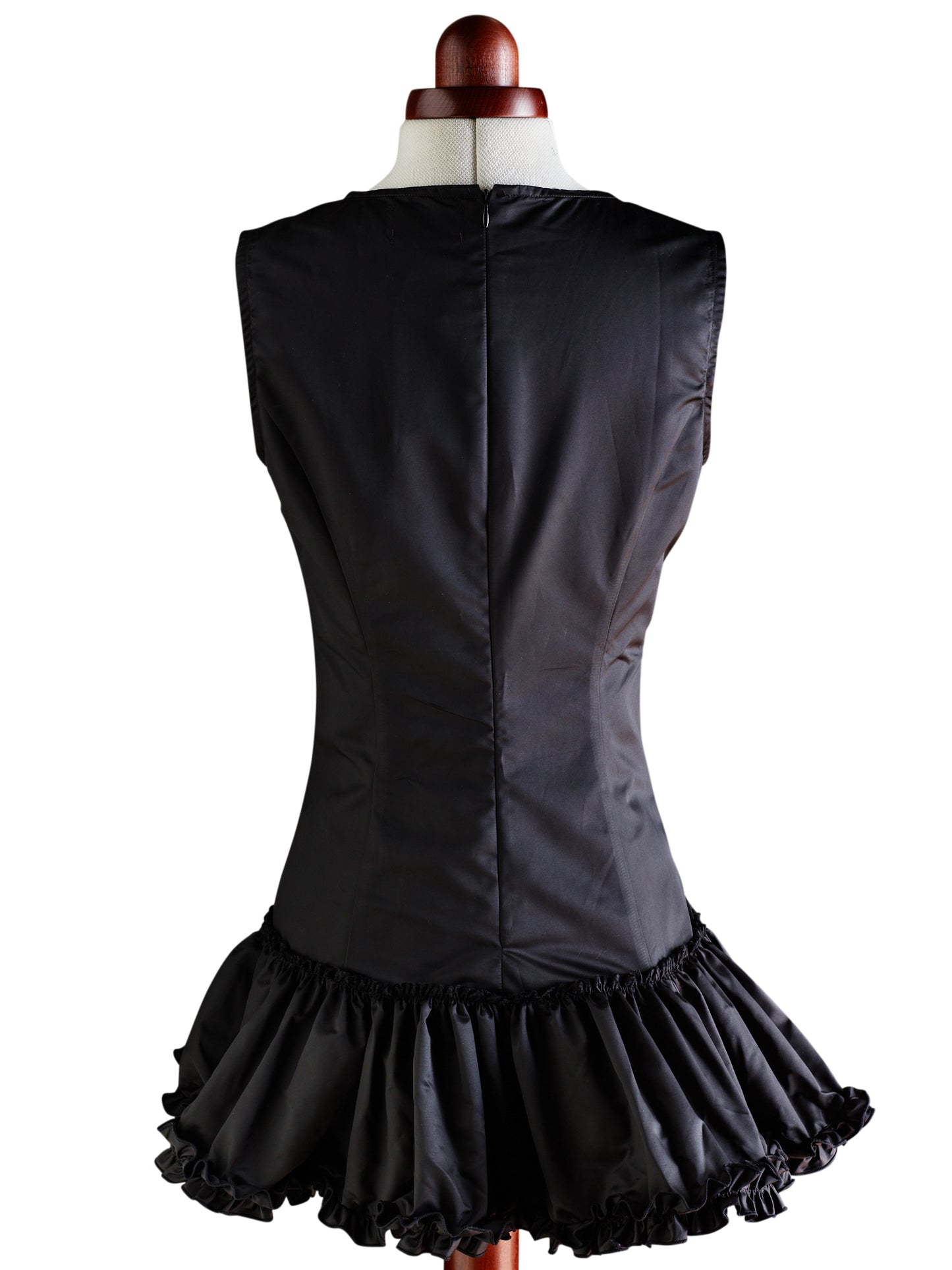 Louise Black Silk Ruffled Dress