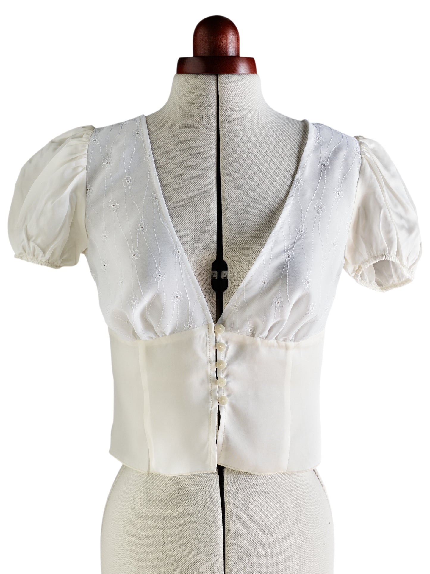 Ecru Silk Blouse with Embroidered Flowers