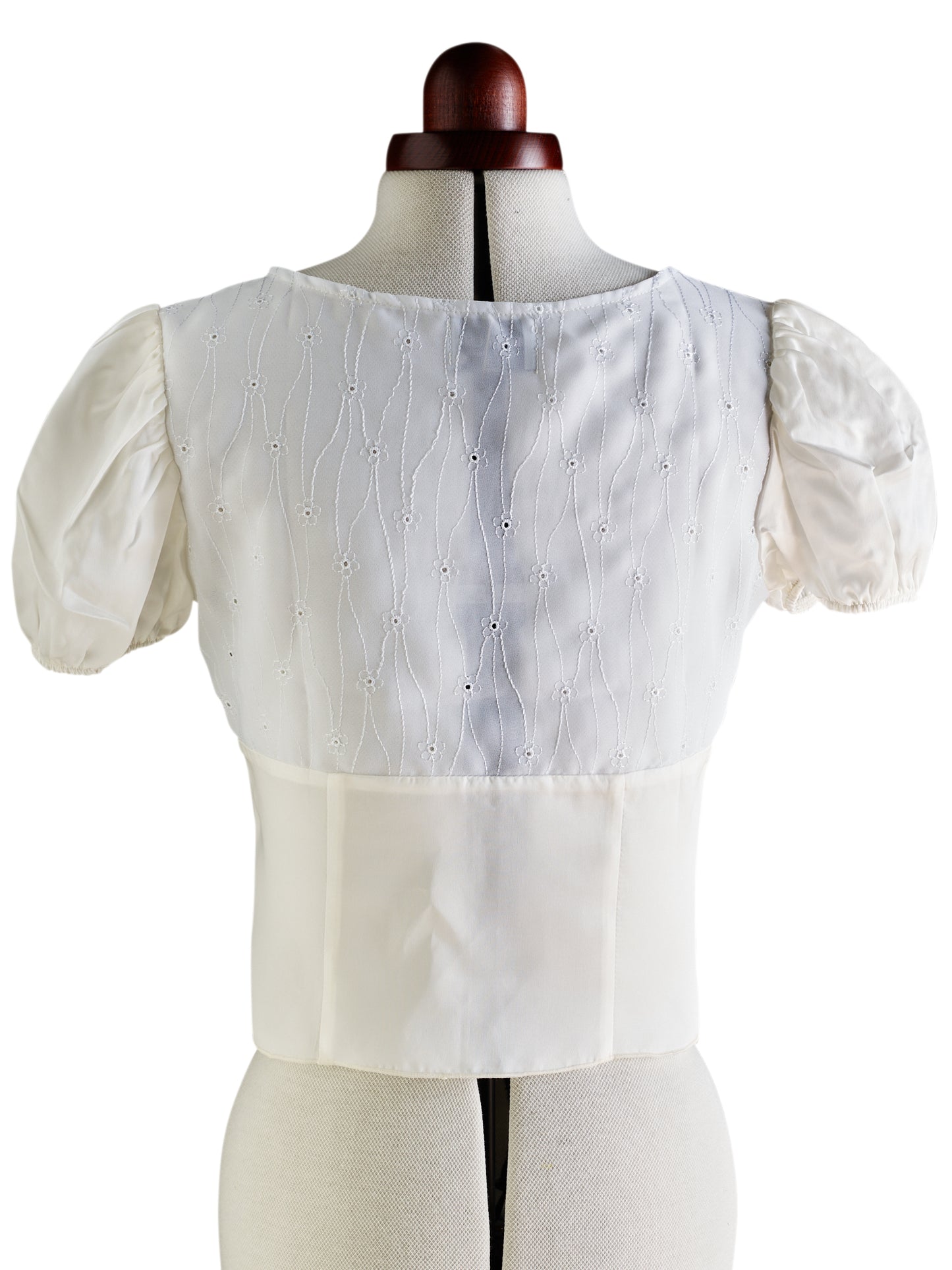 Ecru Silk Blouse with Embroidered Flowers