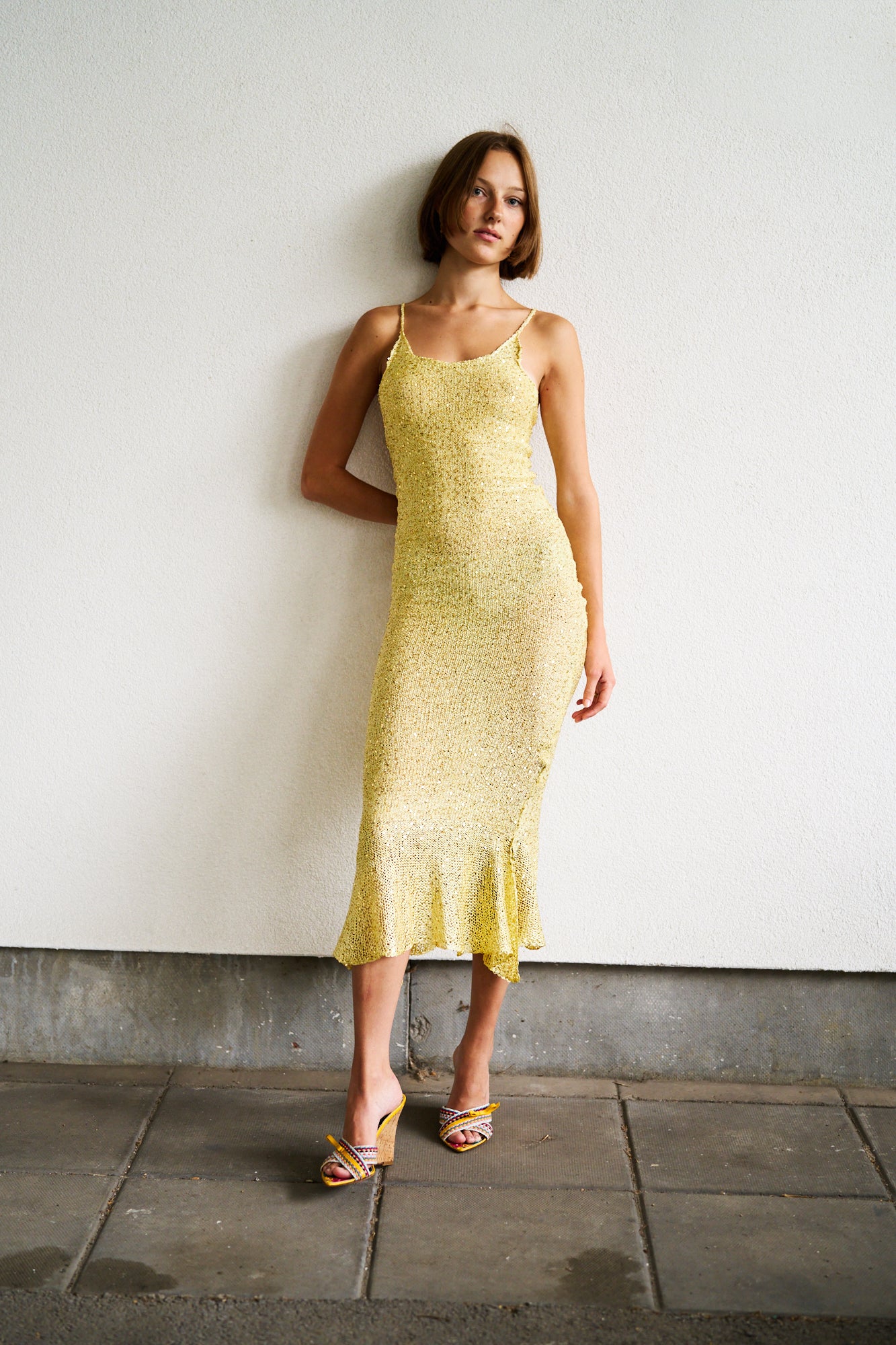 Golden Sequins Knitted Mermaid Long Dress