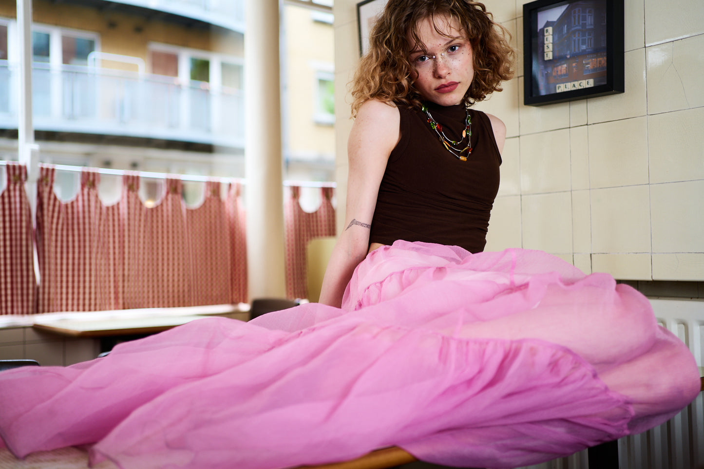 STAUD Baby Pink Dragon Skirt