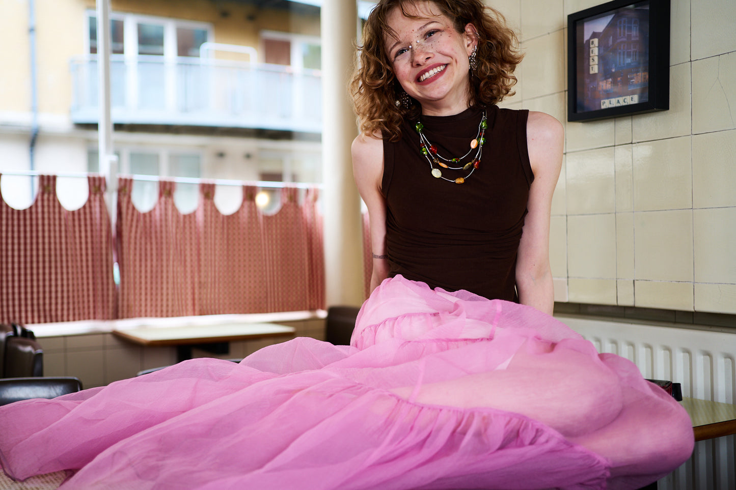 STAUD Baby Pink Dragon Skirt