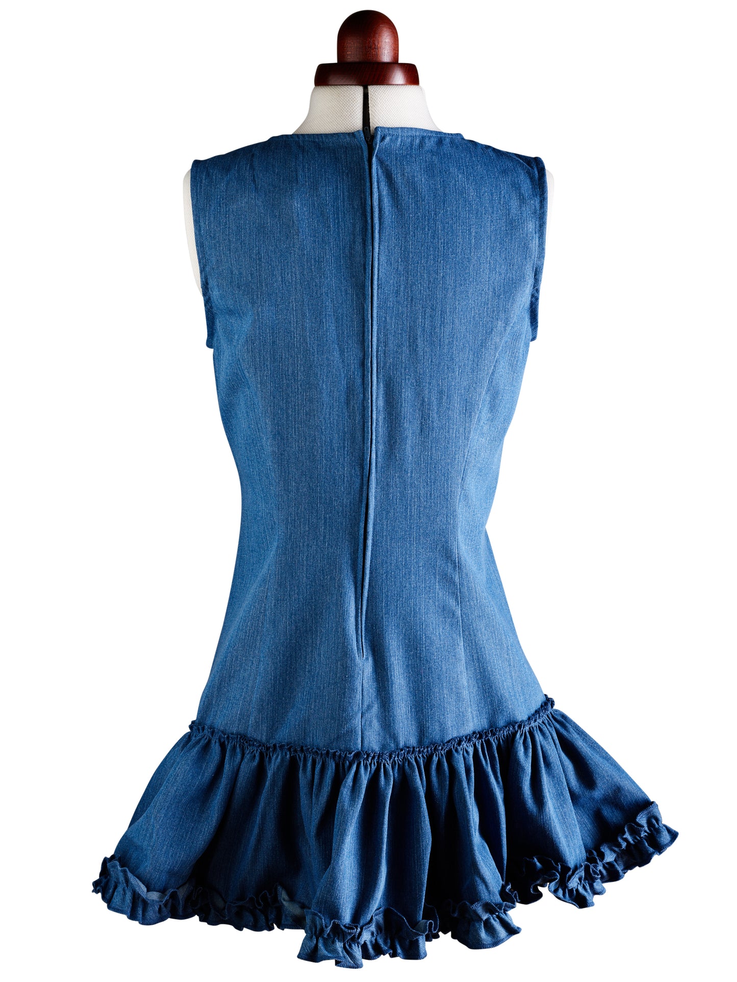 Louise Light Blue Denim Cotton Ruffled Dress