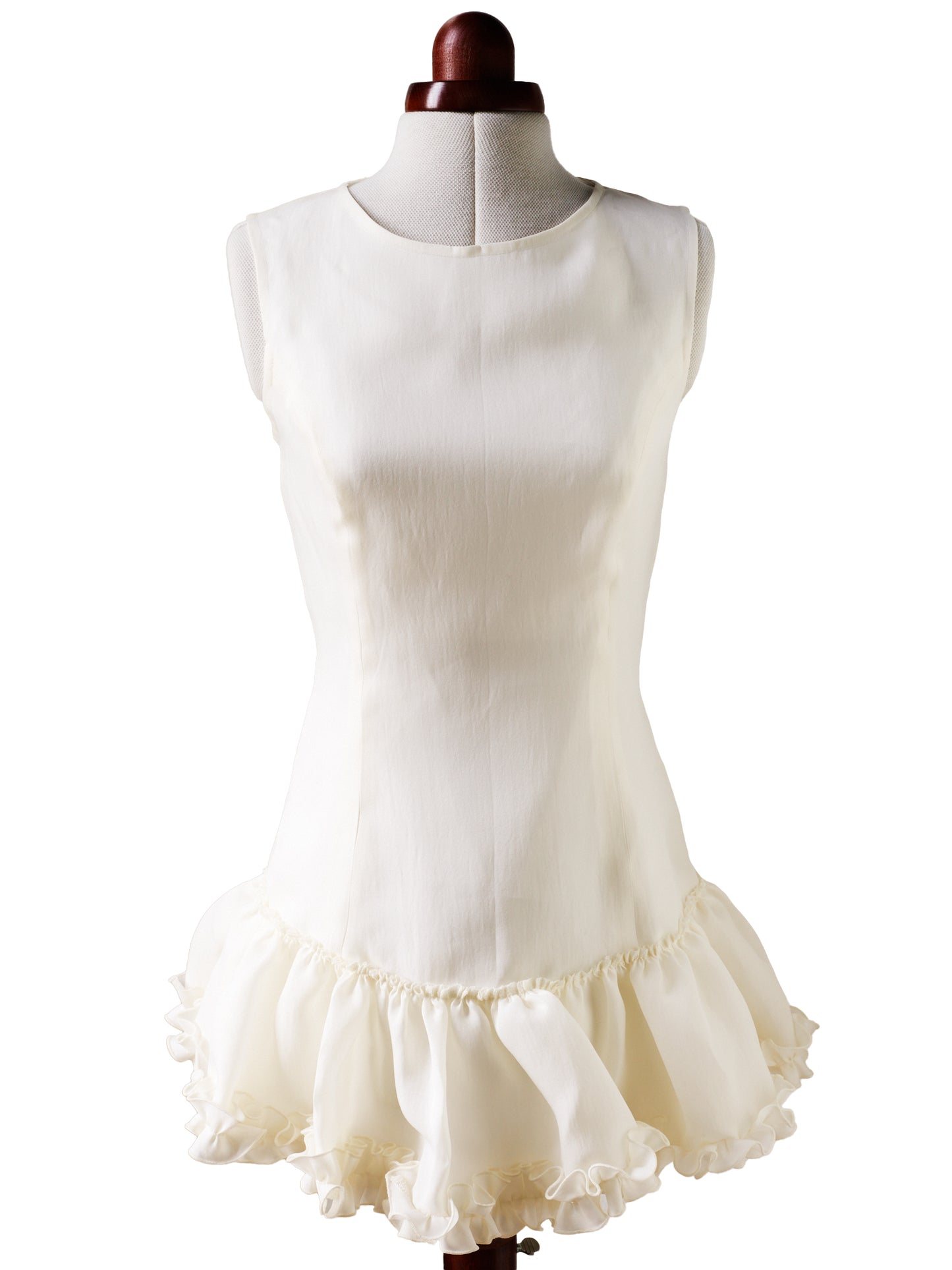 Louise Off-White Silk and Cotton Ruffled Dress