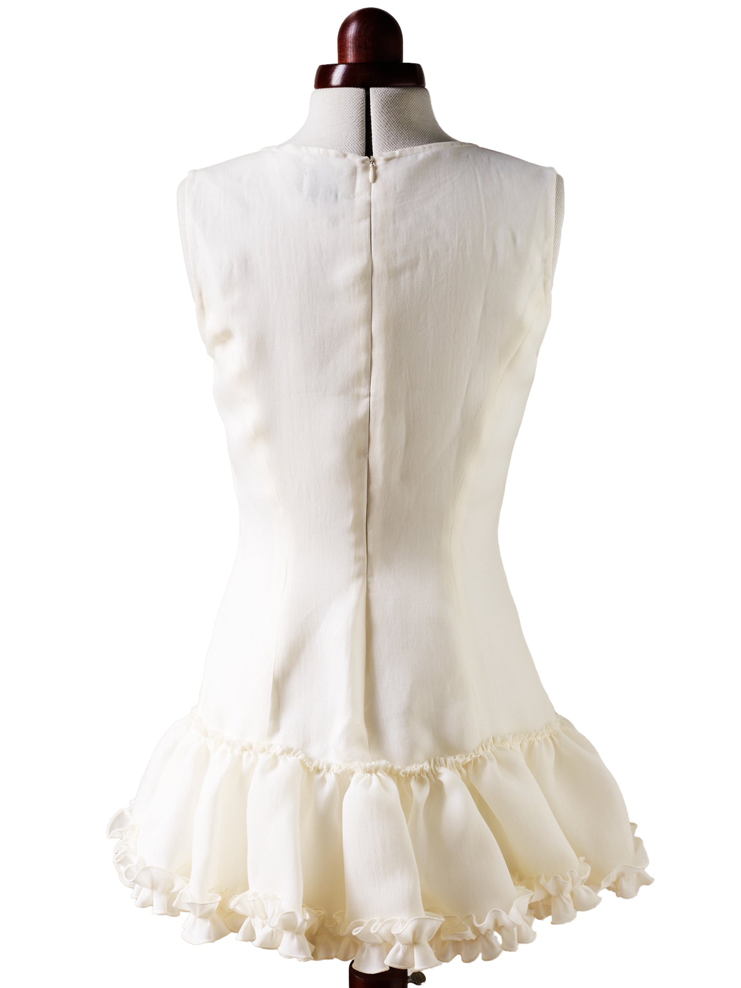 Louise Off-White Silk and Cotton Ruffled Dress