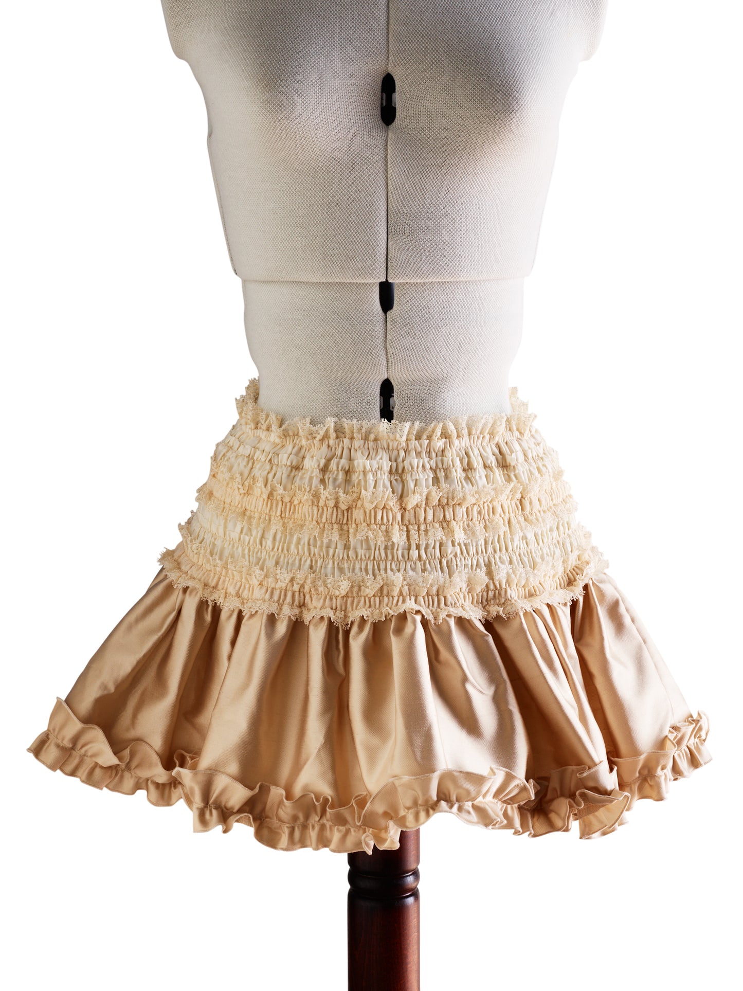 Talya Wild Silk Beige & Cream Lace Ruffled Skirt