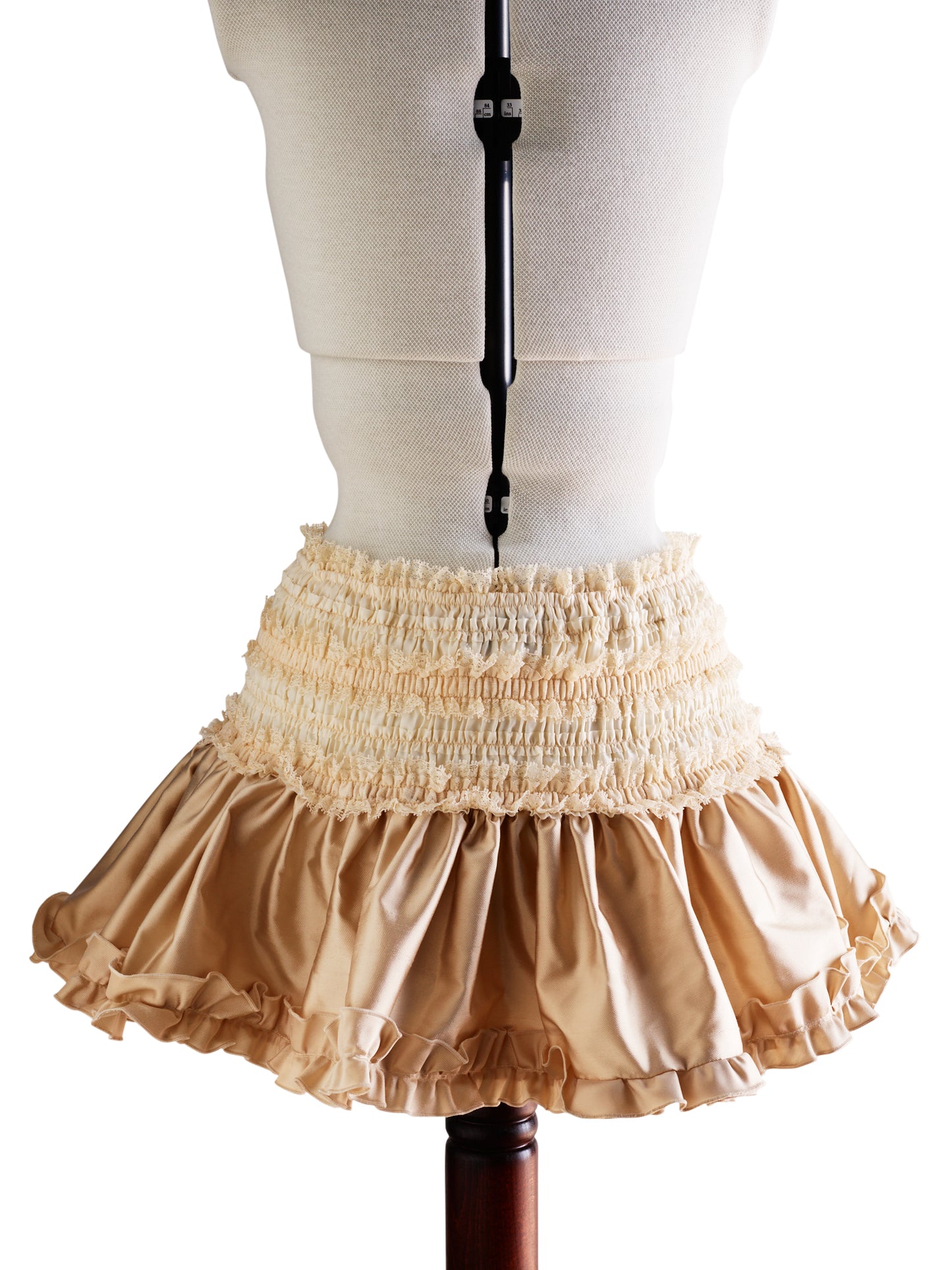 Talya Wild Silk Beige & Cream Lace Ruffled Skirt