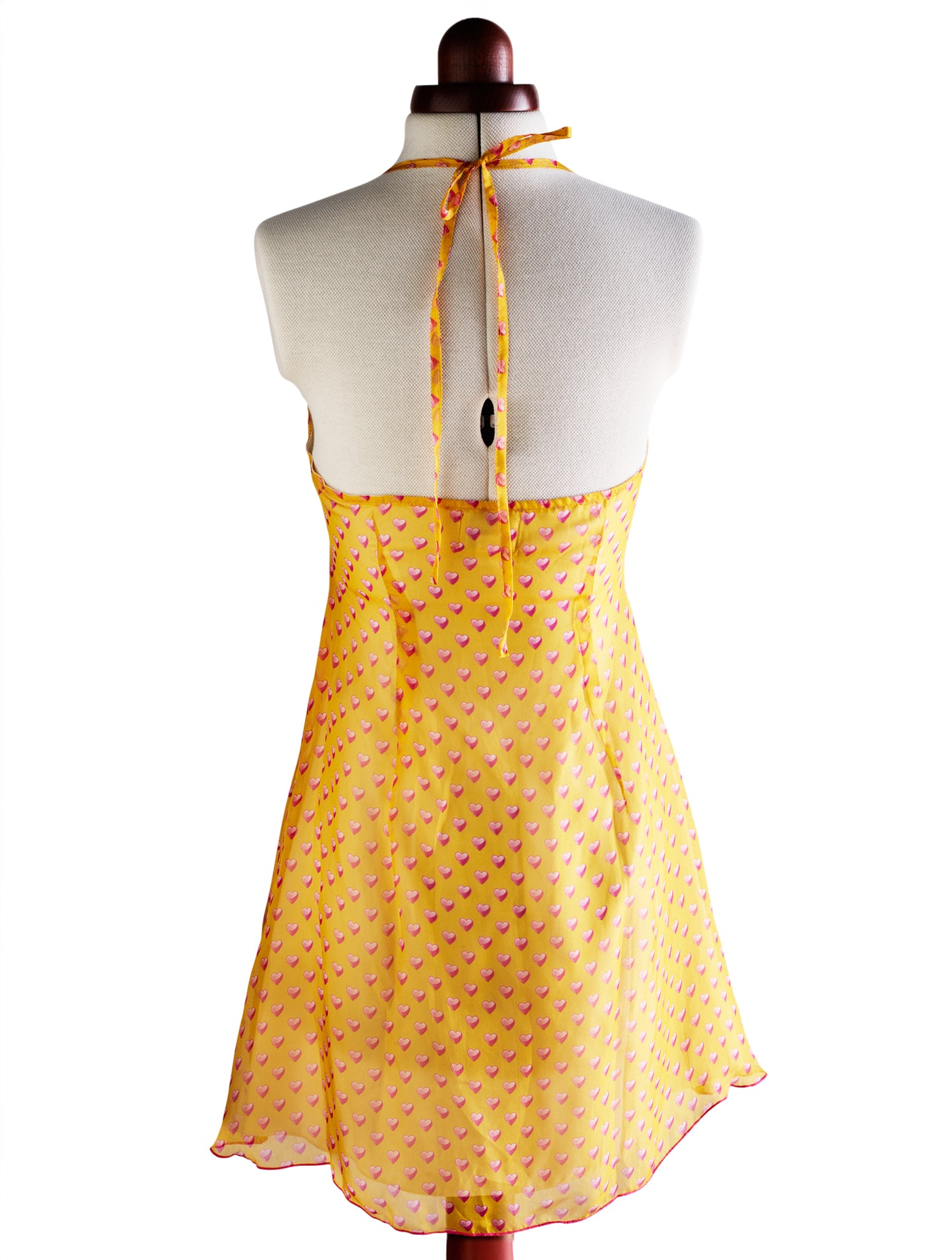 Alice Hearts Yellow and Pink Backless Muslin Silk Dress